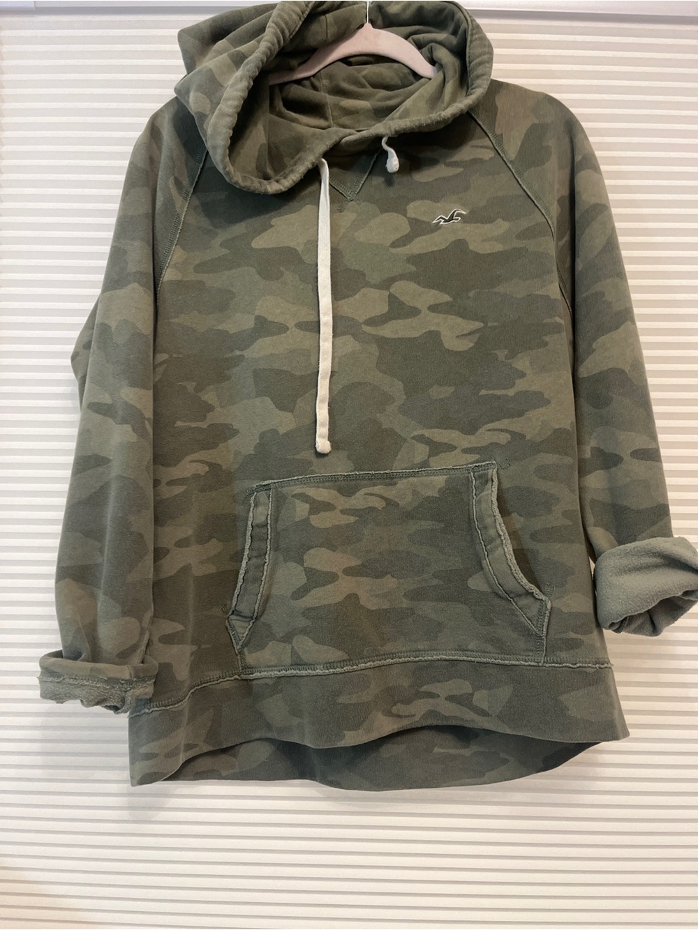 Hollister Olive Camo Crewneck Hoodie